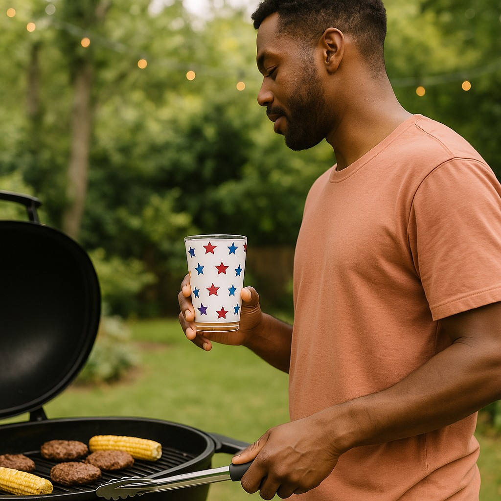 ⭐ Freedom Sips – 16oz Star-Patterned Pint Glass