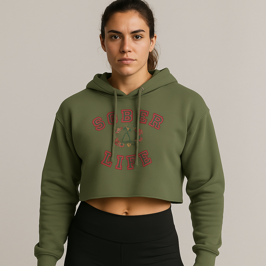 🖤 Sober Life Cropped Hoodie – Midnight Rebel Edition