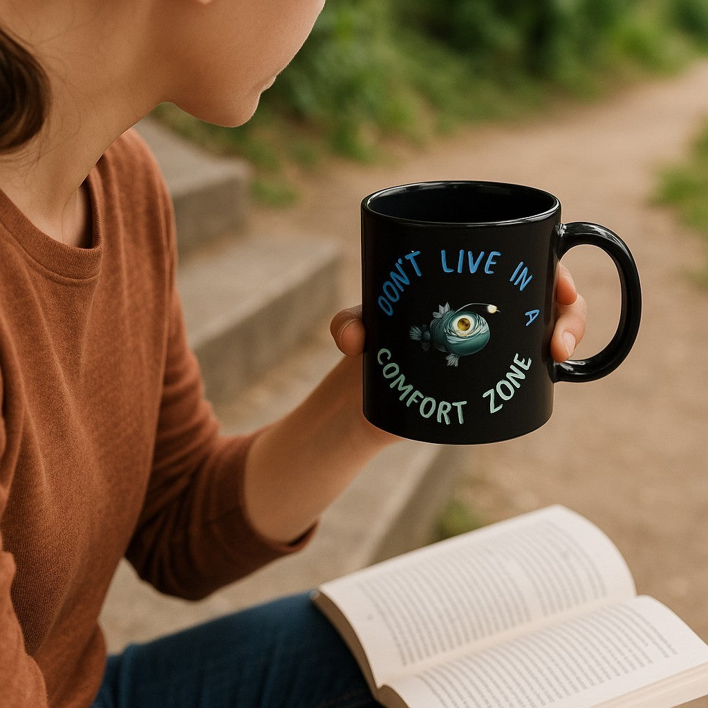🖤 Don’t Live in a Comfort Zone – Motivational Black Mug