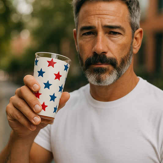 ⭐ Freedom Sips – 16oz Star-Patterned Pint Glass