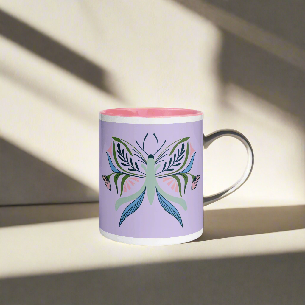 🦋 Bloom & Soar – Butterfly Moth Mug (11oz)