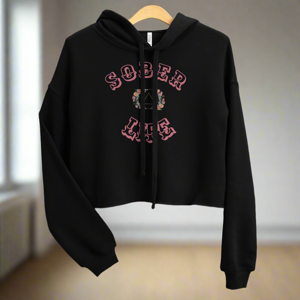 🖤 Sober Life Cropped Hoodie – Midnight Rebel Edition
